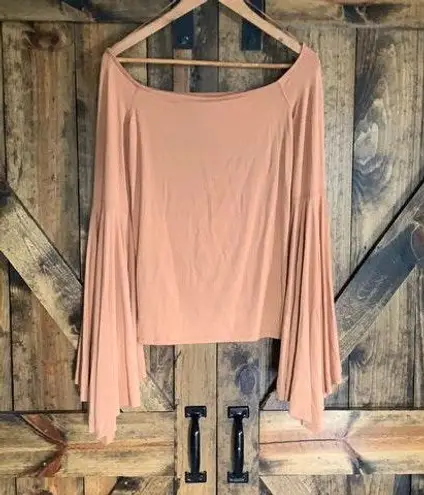 Free People orange bell sleeve off the shoulder blouse size XS