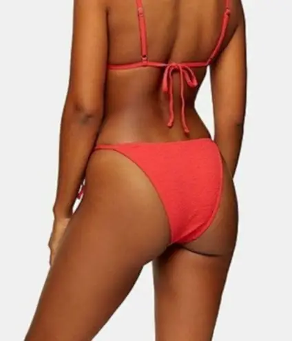 Topshop  Red Crinkle High Rise Tie Bikini Bottoms