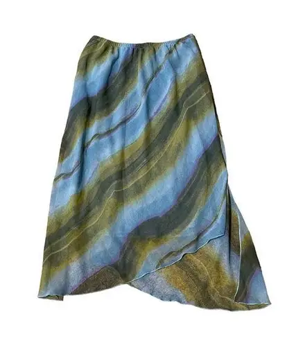 The Moon Half Bay Blue Green Y2K Skirt