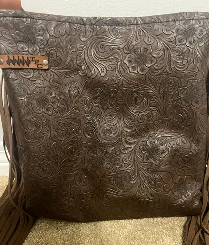 Fringe Cowhide Crossbody Purse Brown