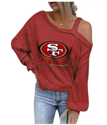 None 49ers Cold Shoulder Neck Shift Women's Long Sleeve T-Shirt Size S