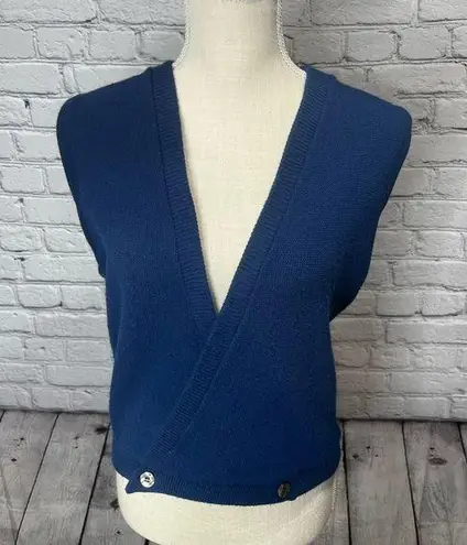 Vintage campus acrylic sweater vest medium Blue
