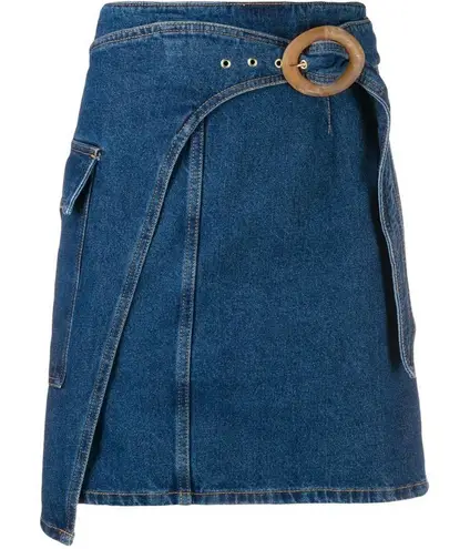 Nanushka Yeva Denim Wrap Skirt in Blue, Size L Blue Size L