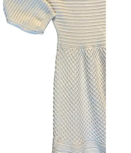 Boden USA Boden UK 6P US 2P Ribbed Knit Mini Dress Ivory Sweater Textured Scoop Neck Libby