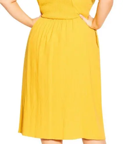 City Chic Yellow Sleeveless Scallop Button MIDI Dress Plus Size XSmall NWT