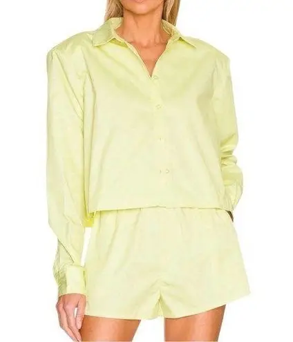L'Academie Revolve Tory Button Down Poplin Shirt in Cornsilk Sz M