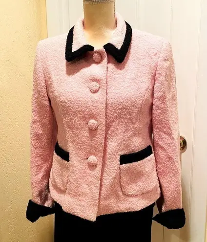 Marvin Richards Pink with black trim teddy jacket. Wool and nylon. Size 6. EUC.