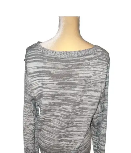 Ashley Stewart  peekaboo sleeved flared hem gray sweater!