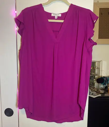Chaus NY Fuschia Ruffle Trim Tank 1X EUC MSRP $49 Pink