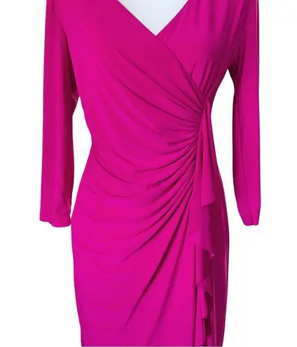 Black Label Magenta Cocktail Bridesmaid Hoco V Neck Dress. Size 2. NWOT. .