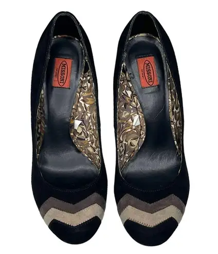 Missoni x Target ミ★ Barkwood Chevron Print Suede Heeled Pumps ミ★ Black ミ★ 6.5M