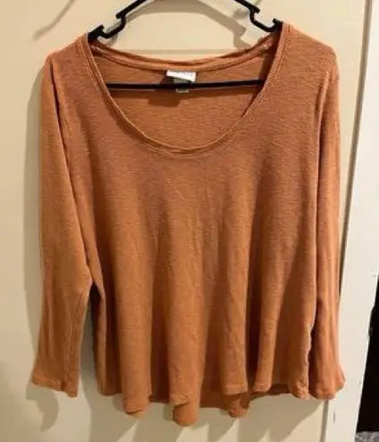 Ava & Viv  Size 1x Orange Scoop Neck Long Sleeve Shirt