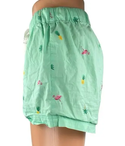 J.Crew Women's Green Graphic Print Flamingo High Rise Mini Lounge Shorts Size XS