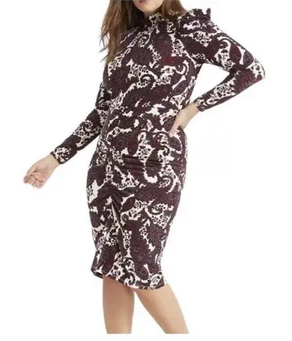 Eloquii Dress Womens Plus 22 Paisley Mock Neck Puff Sleeve Holiday Party Be Rad