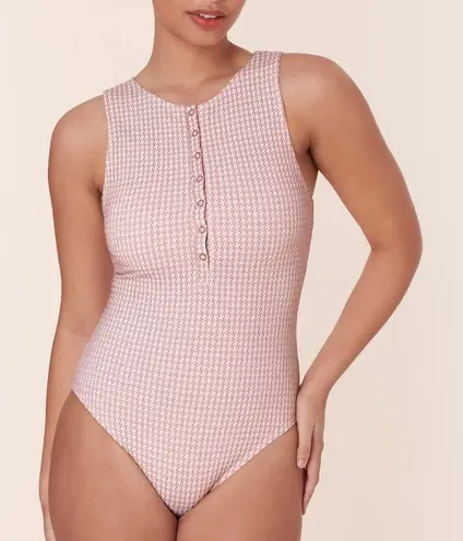 ANDIE Malibu One Piece LT Swimsuit Houndstooth Koi size L long torso NWT