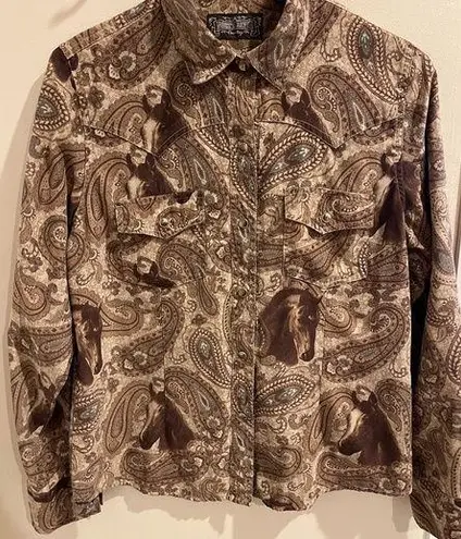 NORTH RIVER COUNTRY Size Medium Paisley Horse Western Snap Shirt