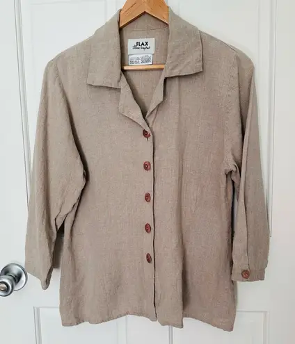 Flax  by Jeanne Engelhart 100% Linen Vintage Button Up Shirt Size S - Image 1