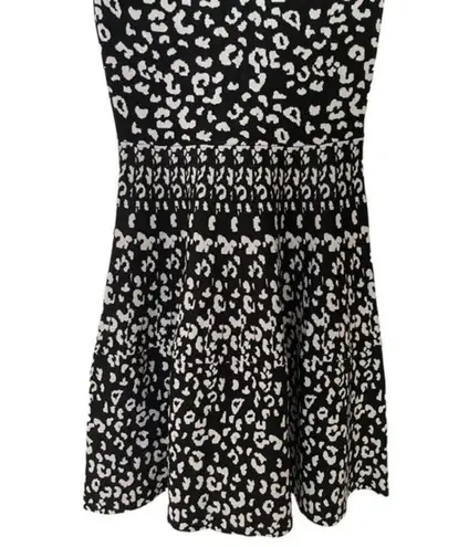 Rebecca Taylor  Leopard Print Sweater Dress Size Small Black and White Sleeveless