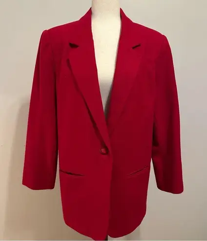 Vintage Sag Harbor Cherry Red 100% Wool Blazer Size 12