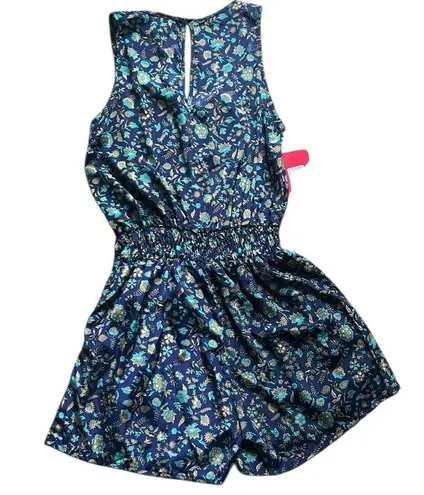 Evereve RAGA Floral Sapphire Blueprint Romper Size XS NWT