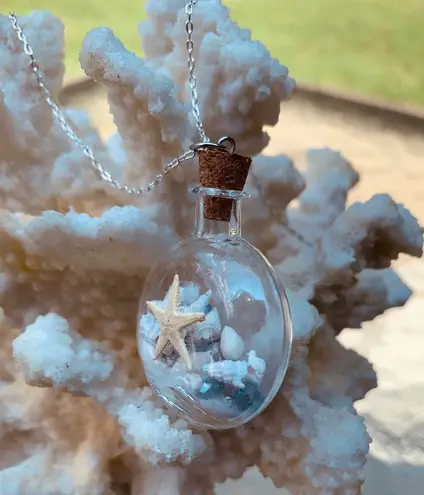 Sweet Lemons Real Miniature Seashells In Glass Bottle Necklace