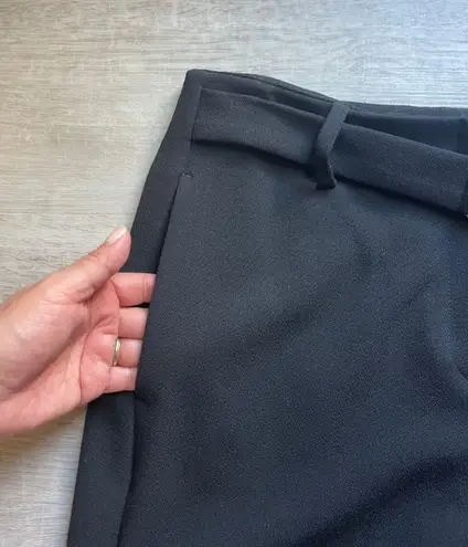 Maje Palmy Belted High Waist Step Hem Crepe Black Pants Size FR40 (US L)