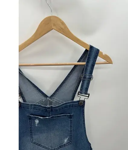 SO  Kohls Blue Denim Overall Mini Dress Distressed Juniors Size XL