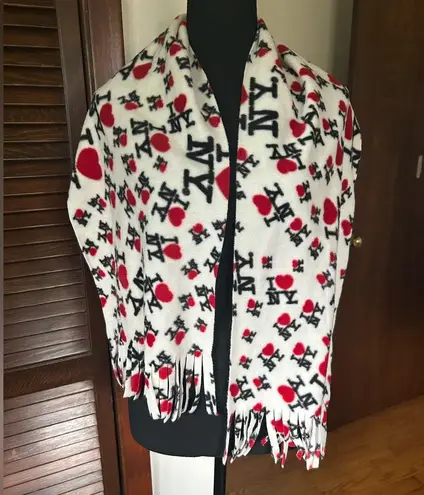 None White and Red NY Patterned Scarf
