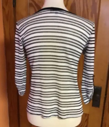 Chenault striped V Neck Beachy Sweater White