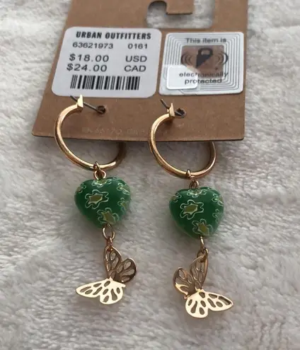 Urban Outfitters heart shape with butterfly earrings, new