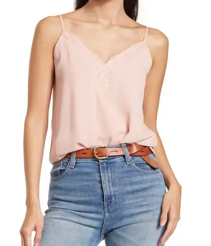 Melrose and Market Blush Pink V Neck Lace Trim Cami Tank Top XSmall NWT