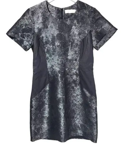 Kaelen Lambskin Leather Side Panel Mini Cocktail Dress in Silver