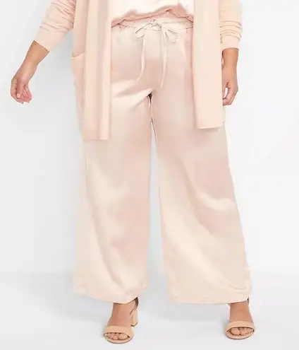 Lane Bryant  Pull-On Satin Wide Leg Pant Light Pink Peach Whip Size 20