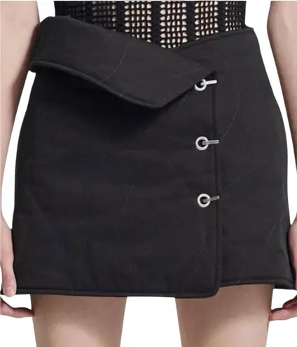 NWT Dion Lee Quilted Canvas Wave Mini Skirt Black Asymmetric Wrap AUS 14 US 10