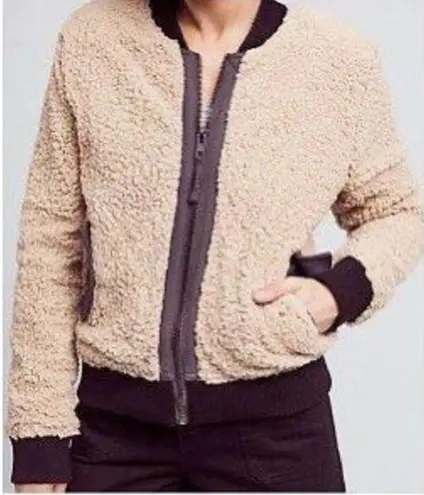 Anthropologie  Marrakech Blocked Sherpa Teddy Bomber Jacket