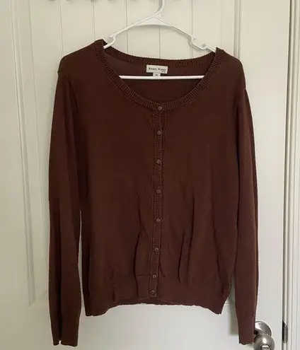Studio Works EUC women’s brown lightweight knit button up cardigan petite medium