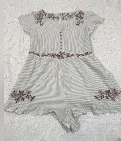 American Eagle  embroidered white romper