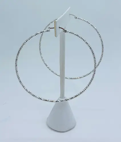 925 Sterling Silver Hoop Earrings Diamond