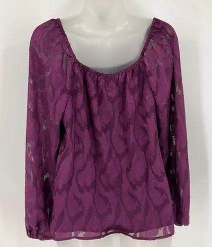 Mason & Belle Womens Floral Long Sleeve Blouse - Size S Purple top lined career