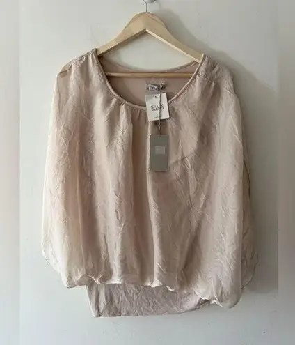Elena Baldi NWT Silk Blend Made In Italy Double Layer Top Tan Size L