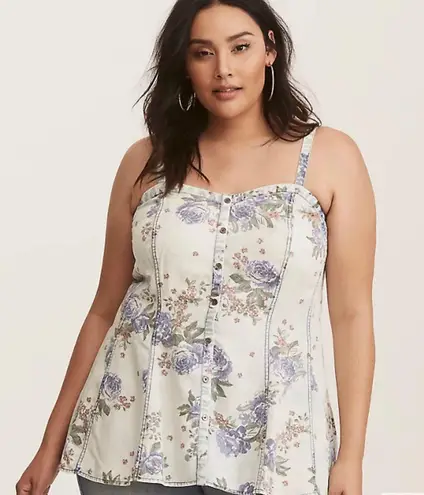 Torrid Floral Denim Cami Top