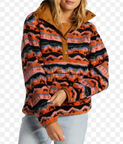 Billabong  Switchback printed fleece Sherpa quarter snap pullover large - Image 1