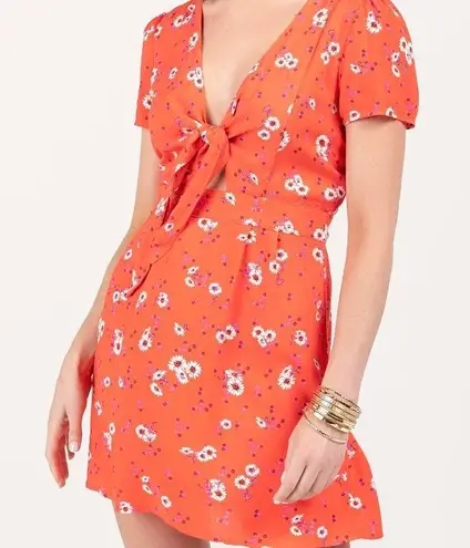 Francesca's  Red Floral Keyhole Mini Dress