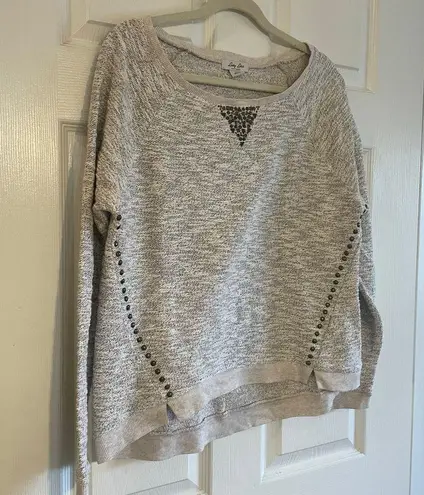 Lucky Lotus Sweater Beige metallic Knit Pullover Embellished Studded Ladies Sz L Gold Size L