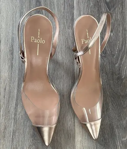 Paolo Metallic Slingback Heels Pointed toe Pump (Missing Ankle Strap) Silver Size 11