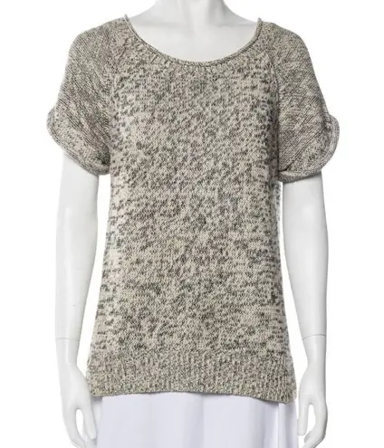 Halston Heritage T-shirt Knit Sweater Short Sleeve Blouse XS Women Grey Cotton