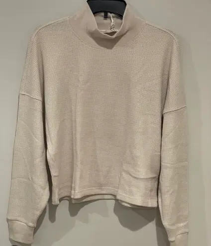 Abercrombie & Fitch Oat Mock Neck Waffle Sweater