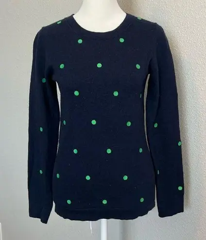 JCrew Factory Cotton/Merino Slim Fit Sweater Embroidered Dots Size Small Blue