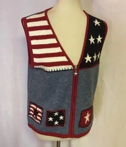 Retro Y2K stars n stripes sweater vest Blue