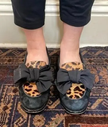 Botkier Violet Black Animal Printed Loafer Shoes Flats Work Career